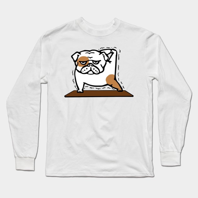 Funny bulldog in yoga pose Long Sleeve T-Shirt by MasutaroOracle